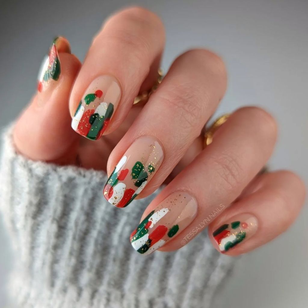 Glossy With Matte Accents Visual Idea Glossy With Matte Accents Visual Idea — Red and Green Christmas Nails 2026