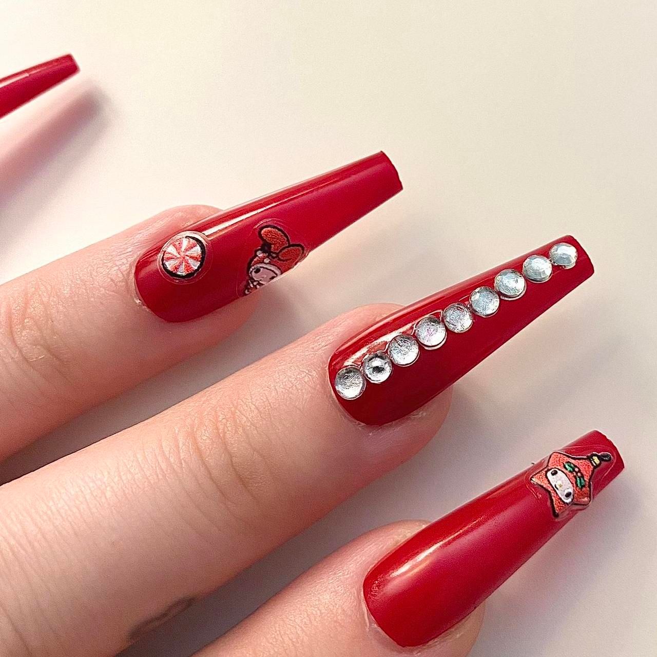 Salon Detailed Art And Embellishments Visual Idea — Hello Kitty Christmas Nails 2026