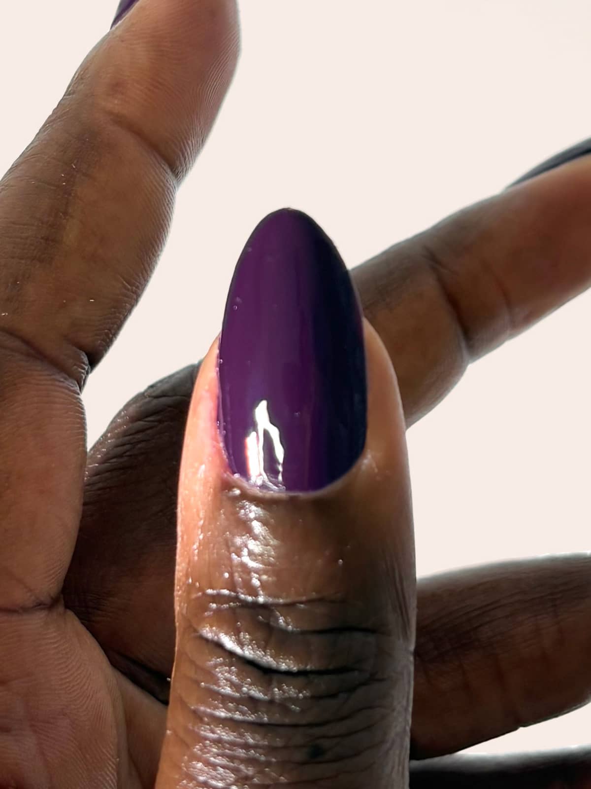 Medium Almond Deep Plum Glossy Medium Almond Deep Plum Glossy — Winter Nail Colors for Dark Skin