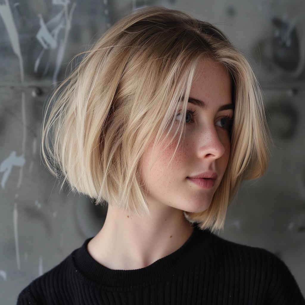 Tousled Ash Blonde Bob With Face-Framing Pieces Tousled Ash Blonde Bob With Face-Framing Pieces — Winter Hairstyles for Thick Hair