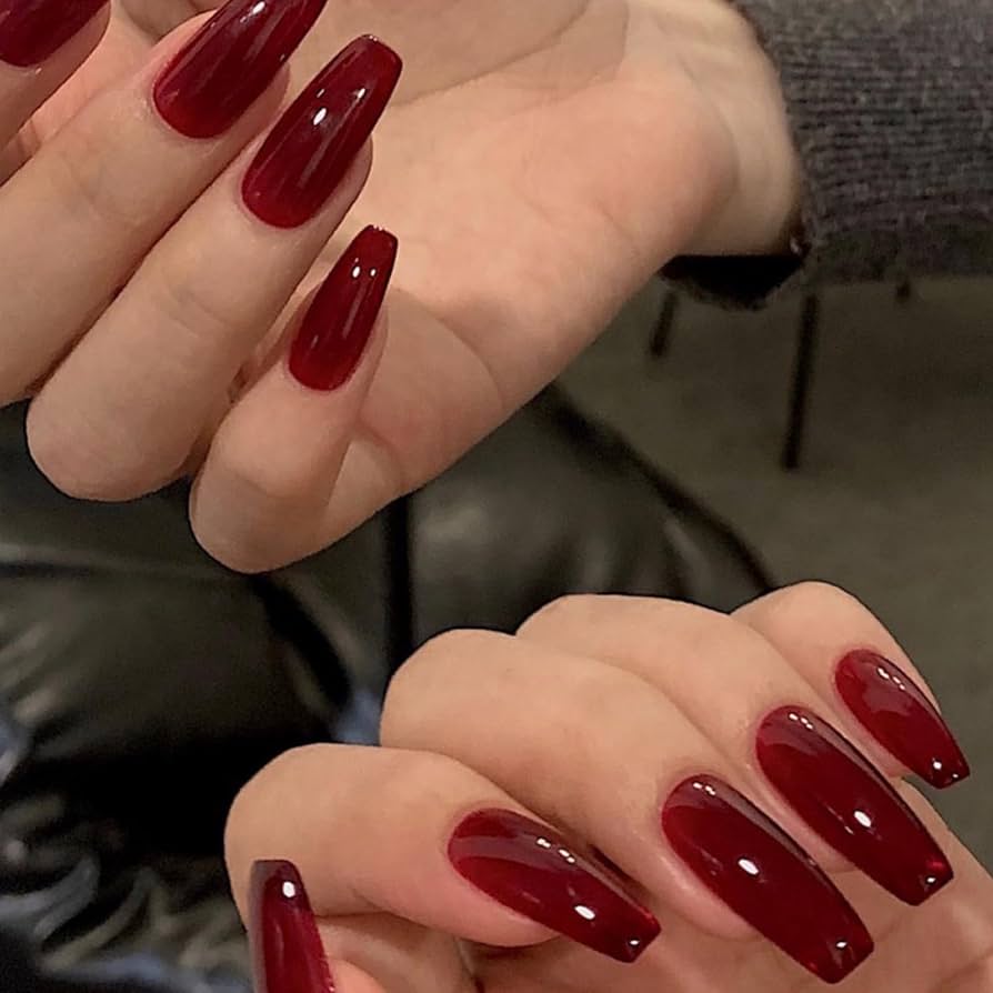 Glossy Jelly Visual Idea — Long Winter Coffin Nails