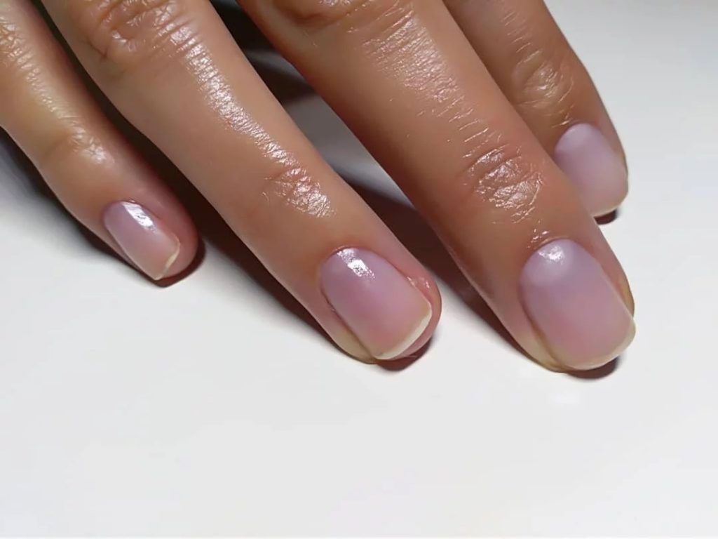 Translucent Pink Lilac Shimmer Nails Translucent Pink Lilac Shimmer Nails — Winter Nail Colors for Short Nails