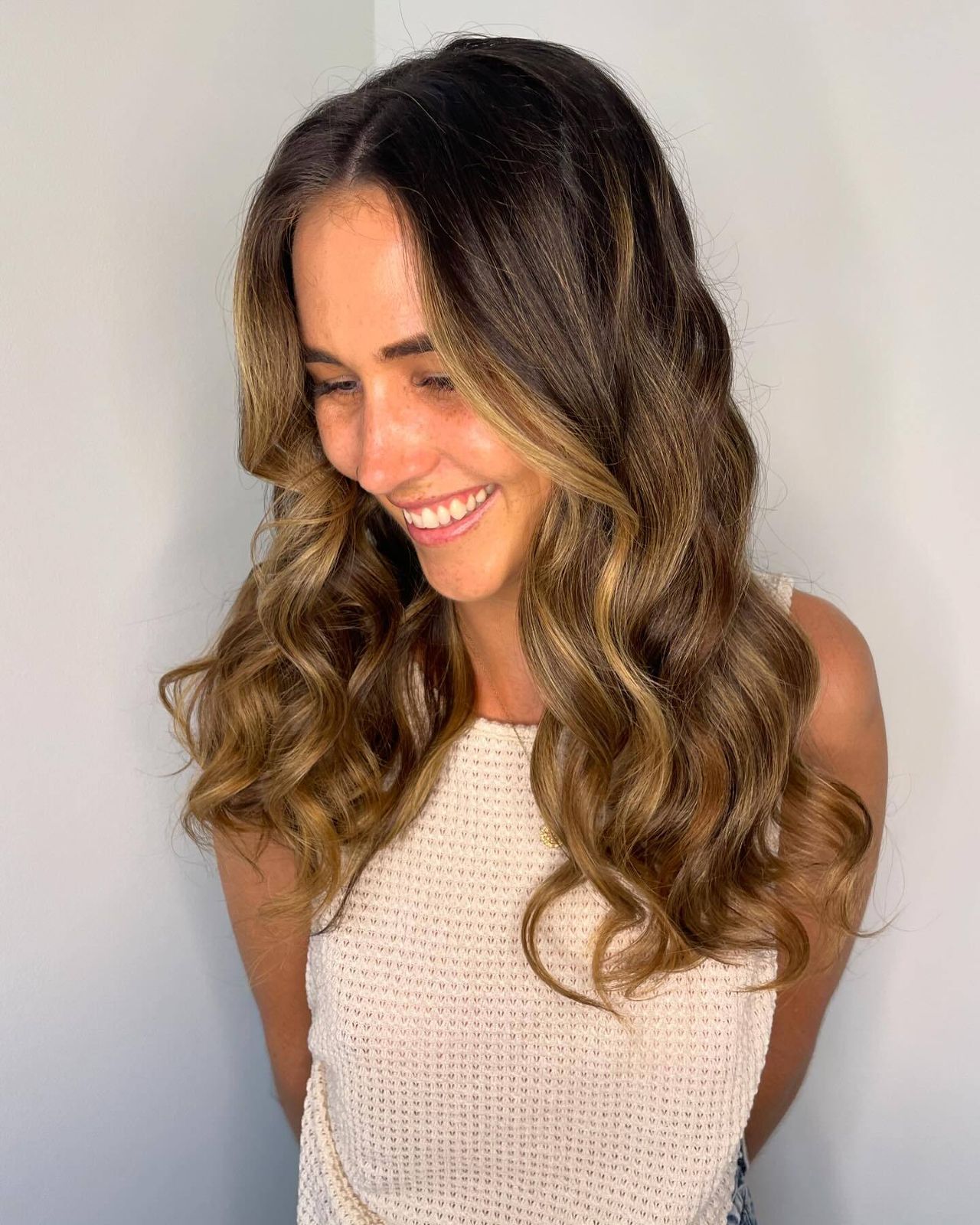 Dark Brown Balayage With Soft Curls Dark Brown Balayage With Soft Curls — Winter Hairstyles for Long Hair