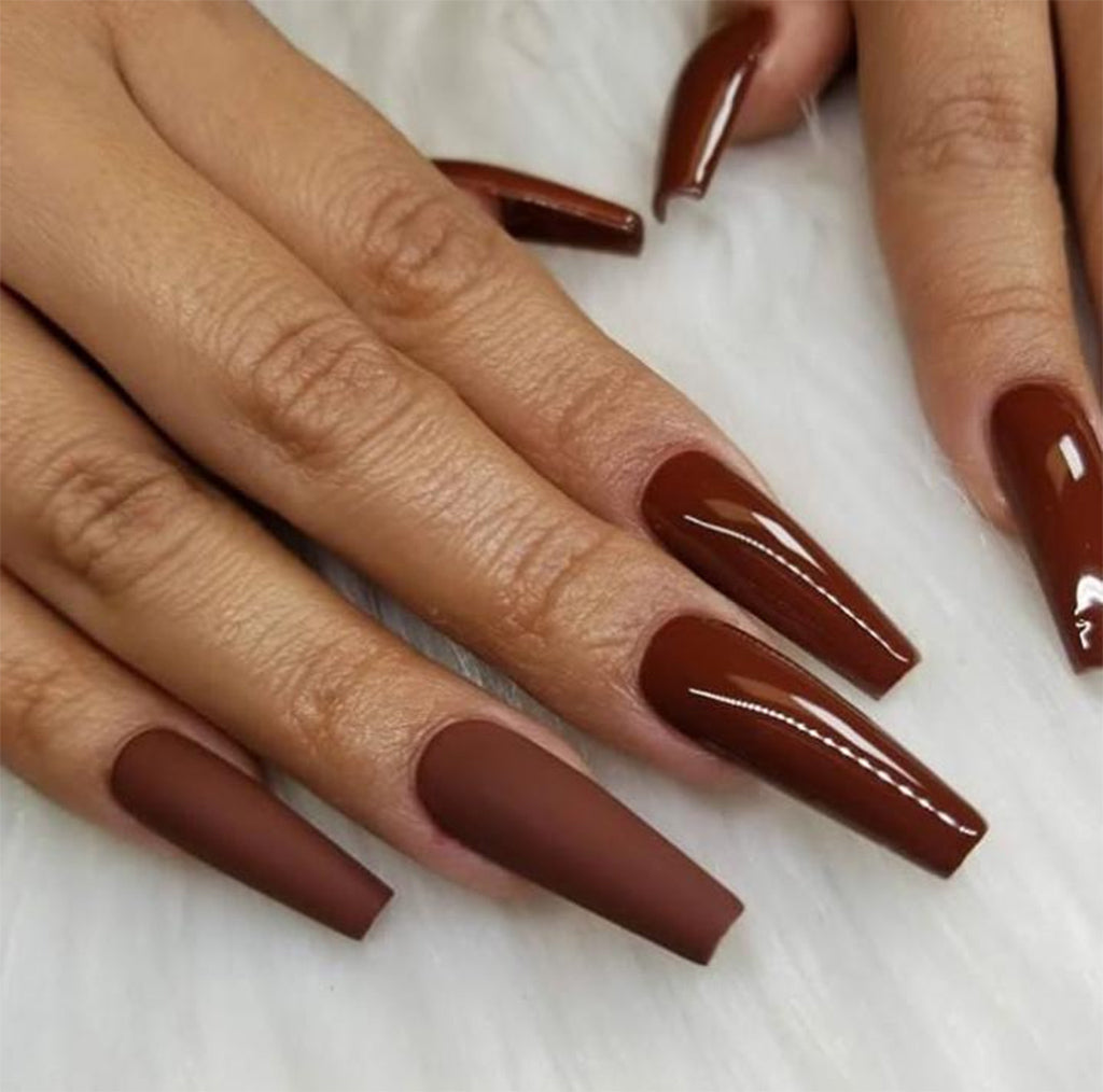 Matte And Glossy Visual Idea Matte And Glossy Visual Idea — Chocolate Brown Nails