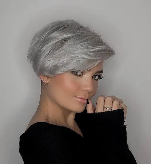 Ear Length Textured Ash Gray Pixie Ear Length Textured Ash Gray Pixie — Winter Haircuts for Gray Hair