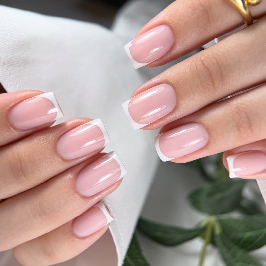 Classic Short Square French Manicure Classic Short Square French Manicure — New Years Gel Nails 2027
