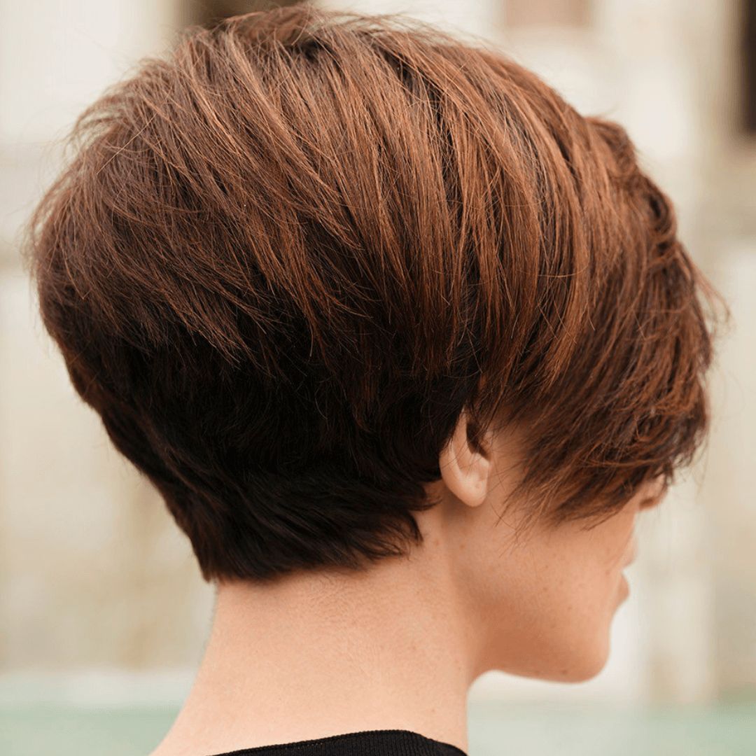 Layered Dark Brown Lob With Volume — This Back View Shows A Fine — Winter Hairstyles for Thin Hair