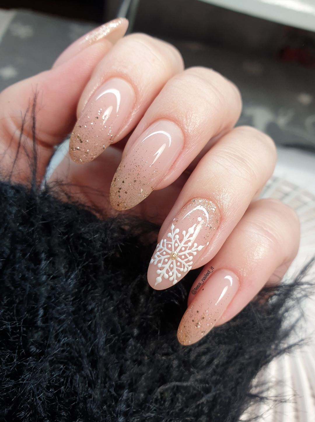 Glitter Tip Snowflake Almond Nails Glitter Tip Snowflake Almond Nails — Christmas Nail Colors 2026
