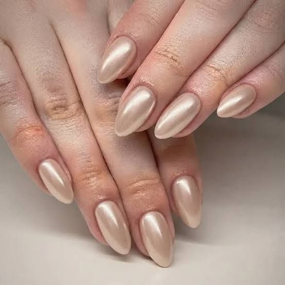 Almond with Silver Studded French Tips Almond with Silver Studded French Tips — New Years Gel Nails 2027