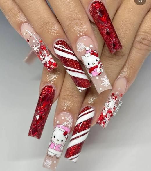 Clean Execution Vibrant Colors Visual Idea — Hello Kitty Christmas Nails 2026