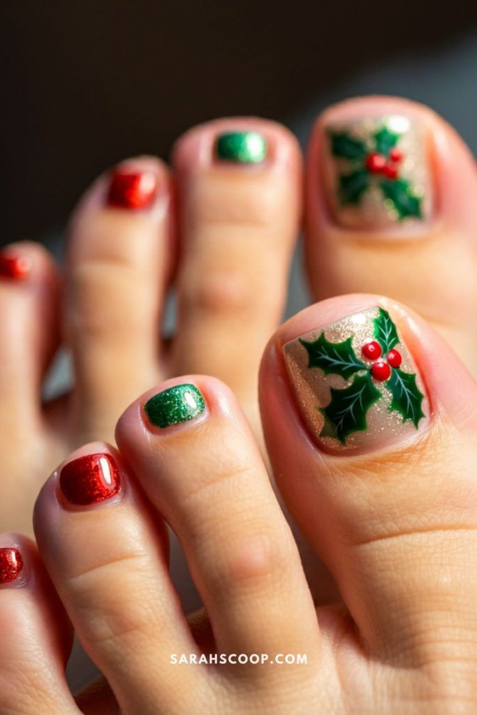 35+ Christmas Toe Nail Ideas