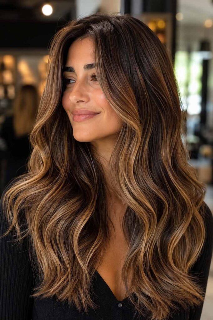 Visual Idea — Wavy Winter Haircuts with Curtain Bangs