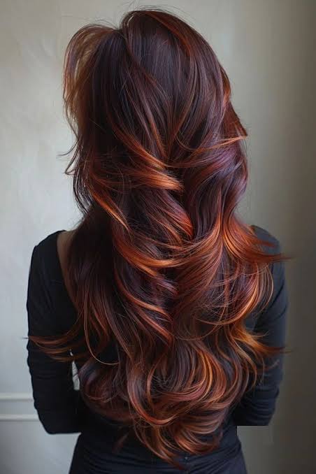 Dark Brown Base with Copper Auburn Highlights Dark Brown Base with Copper Auburn Highlights — Winter Hair Colors for Redheads
