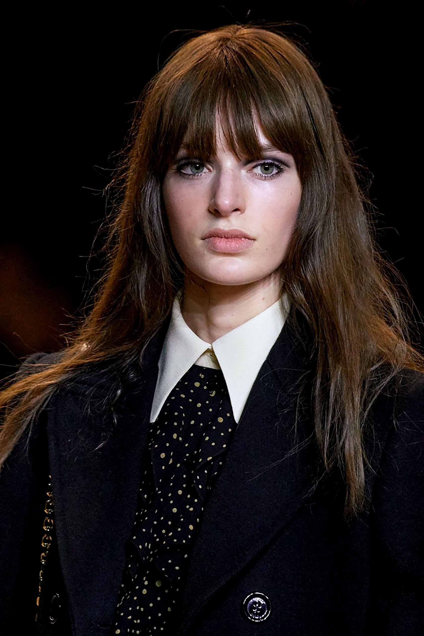 Medium Brown Mid-Back With Long Wispy Bangs Medium Brown Mid-Back With Long Wispy Bangs — Winter Haircuts with Bangs