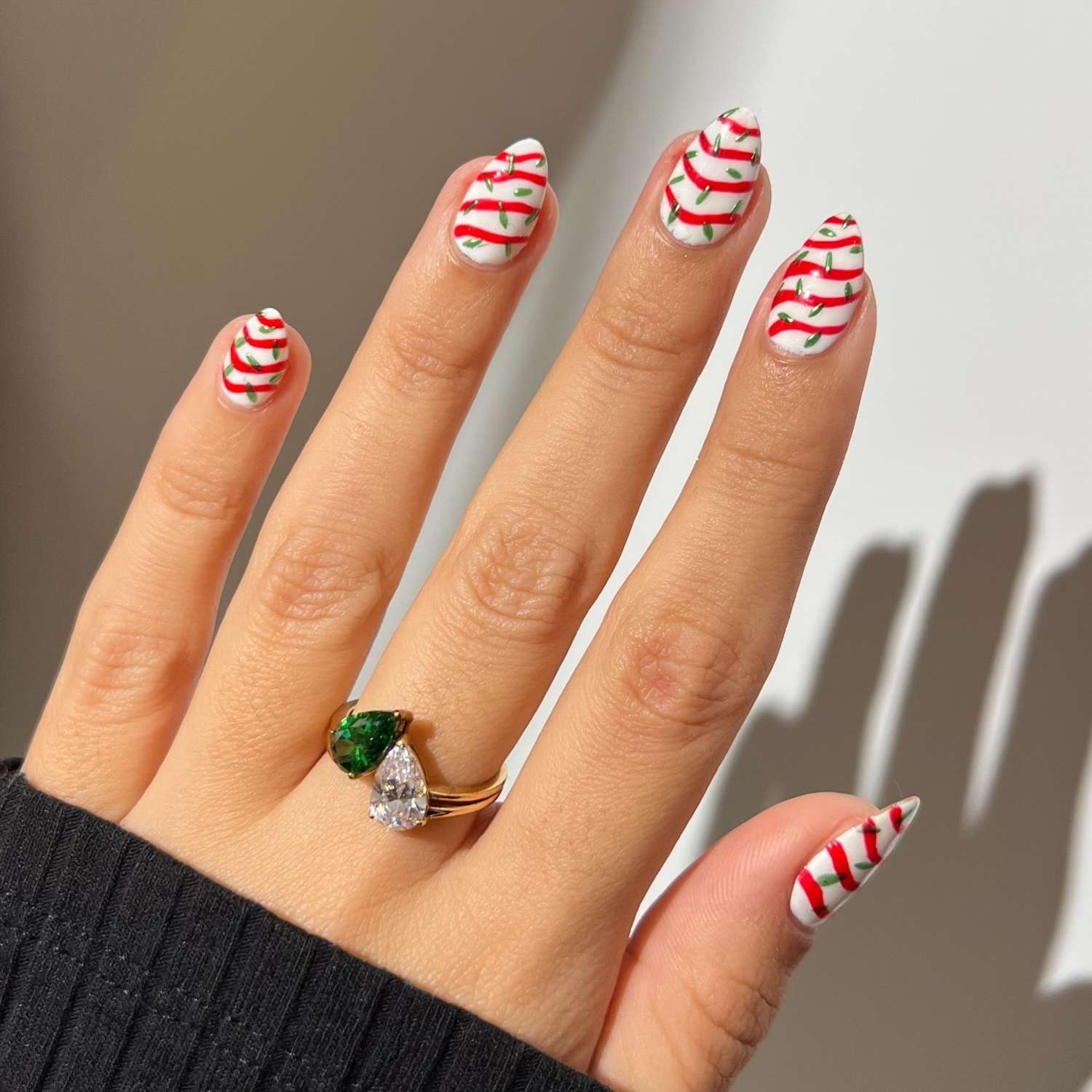 Medium Stiletto Candy Cane Nails Medium Stiletto Candy Cane Nails — Christmas Acrylic Nails 2026