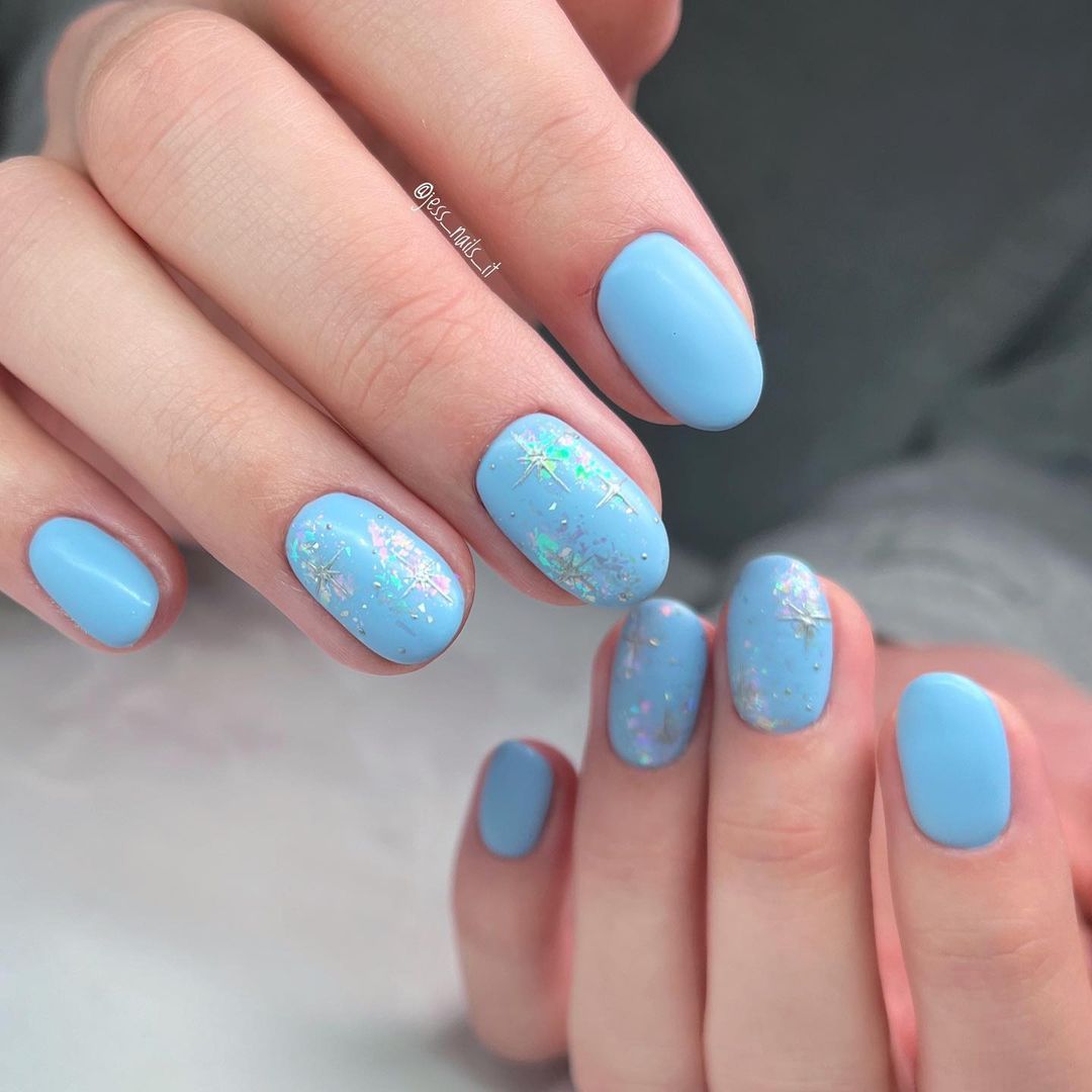 Matte With Holographic Shimmer Visual Idea — Winter Nails for Teens