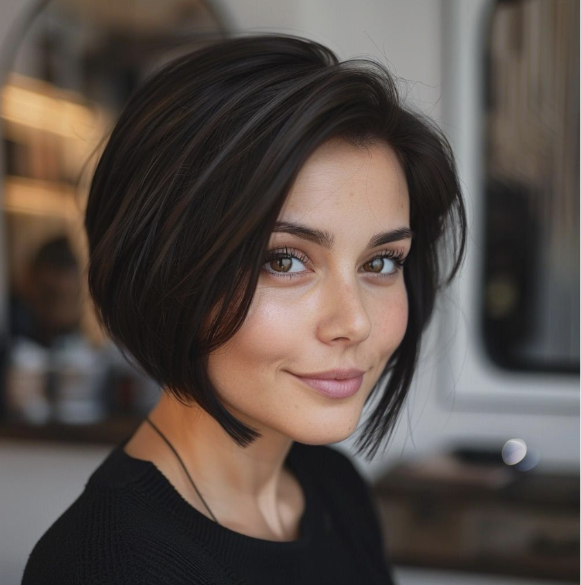 Sleek Dark Brown Classic Bob Sleek Dark Brown Classic Bob — Winter Hairstyles for Thick Hair