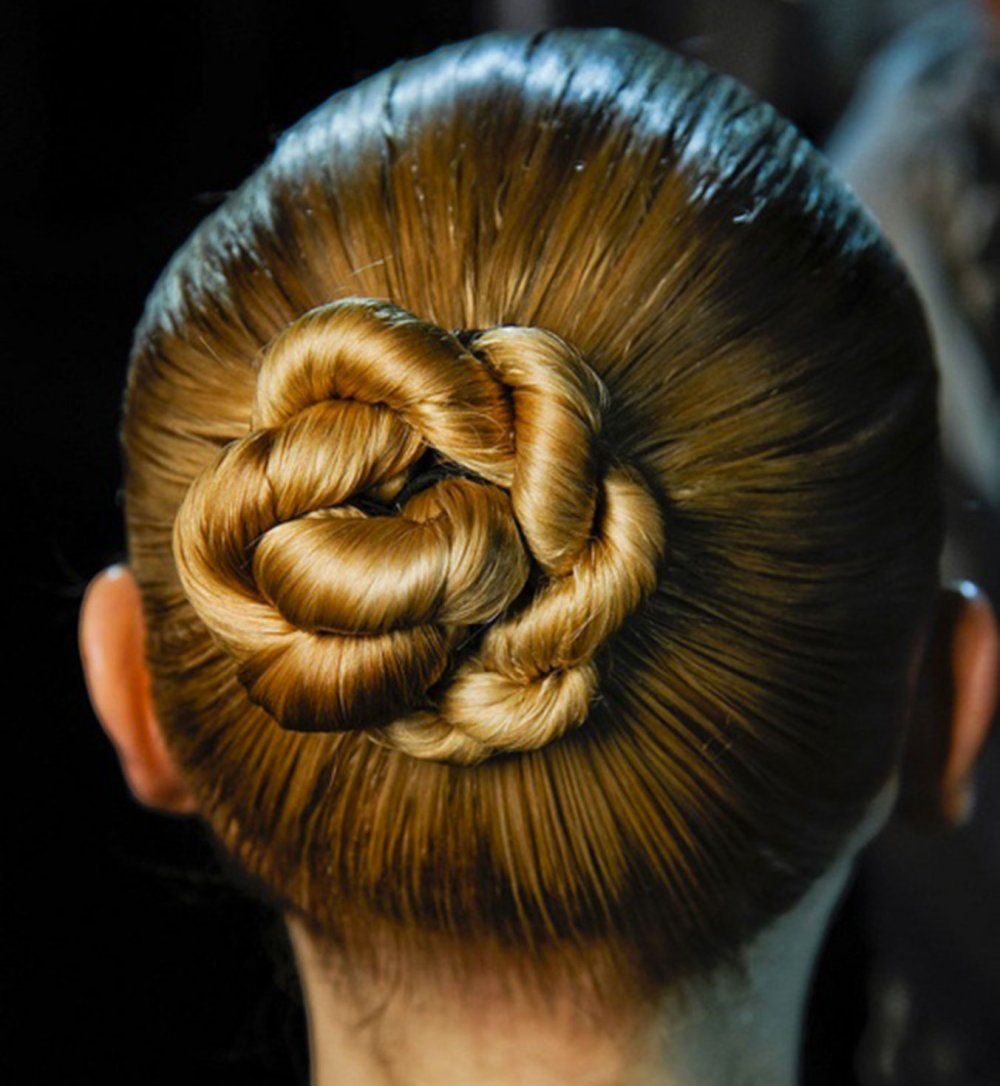 Medium Blonde Intricate Braided Bun Medium Blonde Intricate Braided Bun — Winter Updos