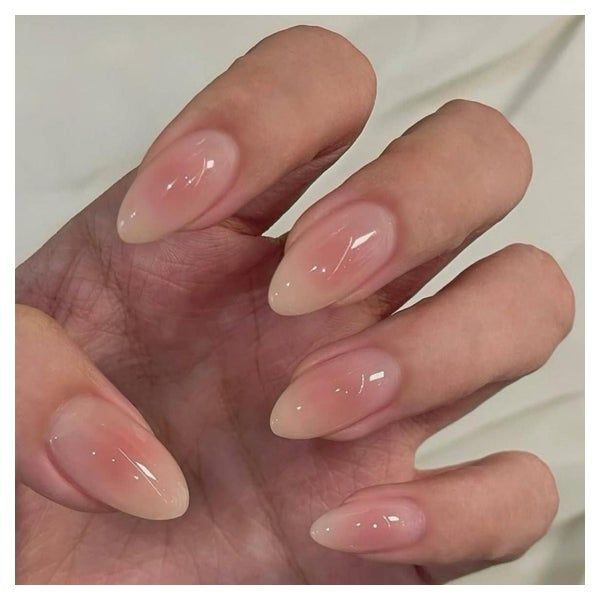 Sheer Nude Pinkish-Peach Jelly Gradient Sheer Nude Pinkish-Peach Jelly Gradient — Medium Winter Almond Nails