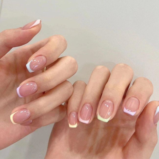 French Tips In Pastel Colors Visual Idea French Tips In Pastel Colors Visual Idea — Winter Nail Colors for Short Nails