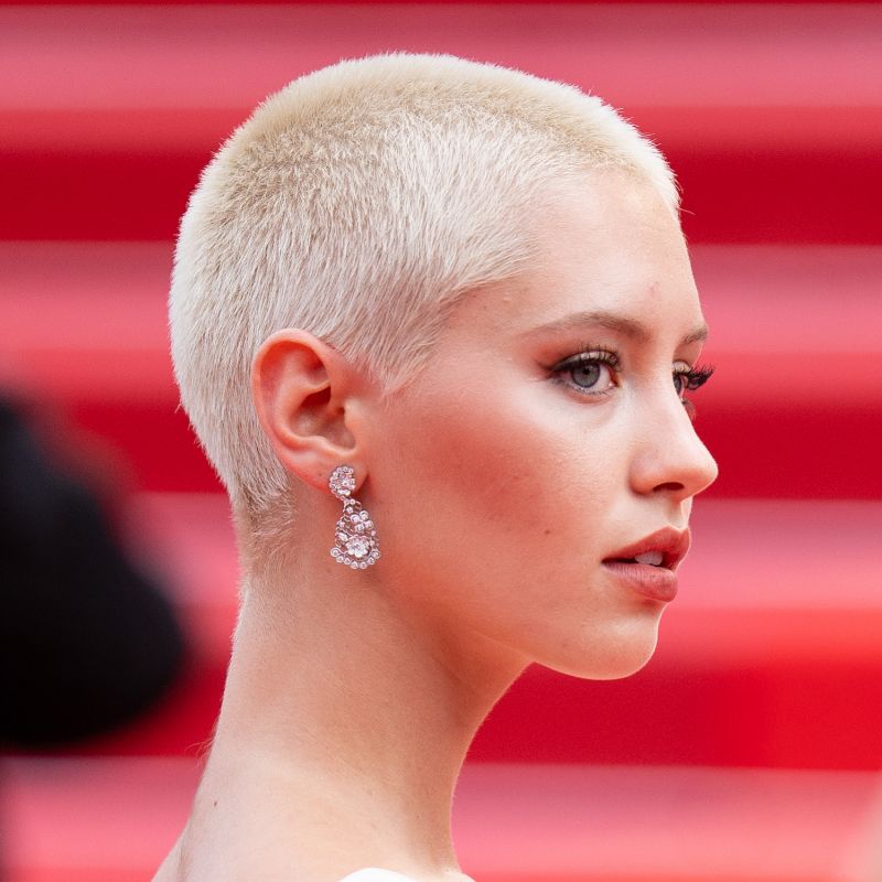 Short Buzz Cut In Platinum Blonde — Winter Hair Colors for Short Hair