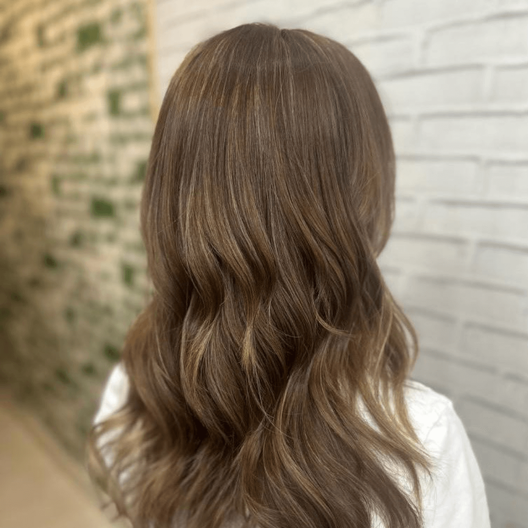 Mid-Back Medium Brown With Caramel Highlights Mid-Back Medium Brown With Caramel Highlights — Winter Brown Hair Colors