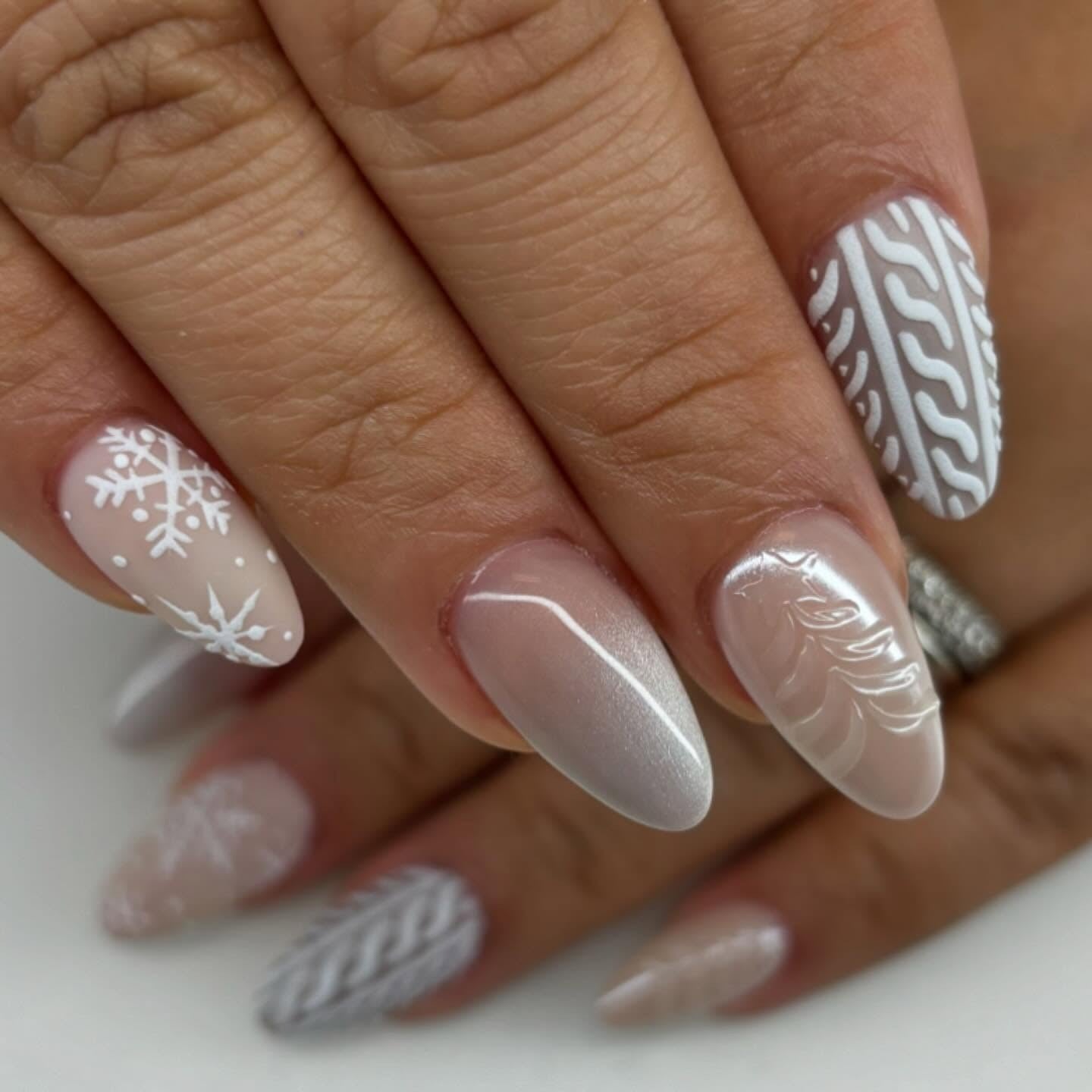 Winter Palette with Snowflakes and Cable Knit Winter Palette with Snowflakes and Cable Knit — Winter Birthday Nails