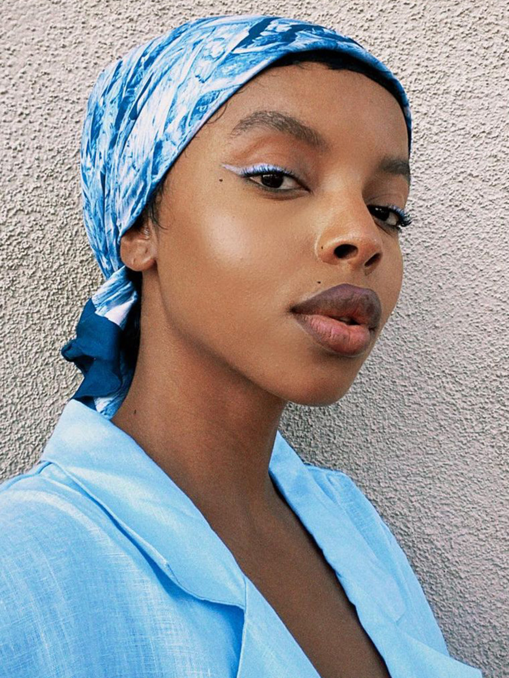 Half-Up Half-Down with Scarf Headband — Winter Hairstyles with Headband