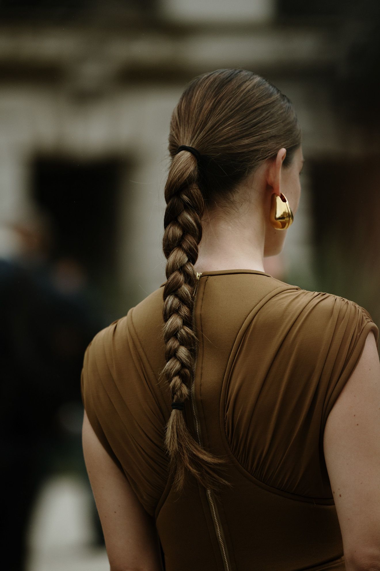 Dark Brown Tight Braid with Scarf Dark Brown Tight Braid with Scarf — Winter Hairstyles with Scarf