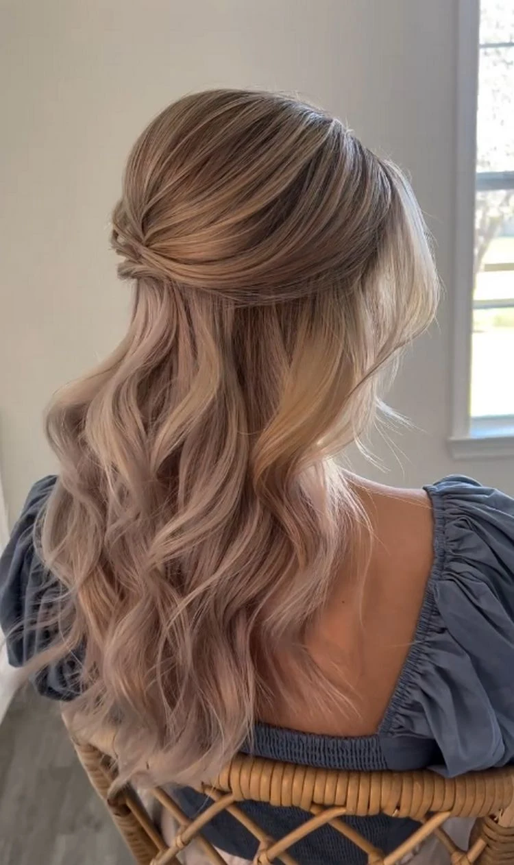 Ash Blonde Elegant Twisted Sections Ash Blonde Elegant Twisted Sections — Winter Half Up Half Down Hairstyles
