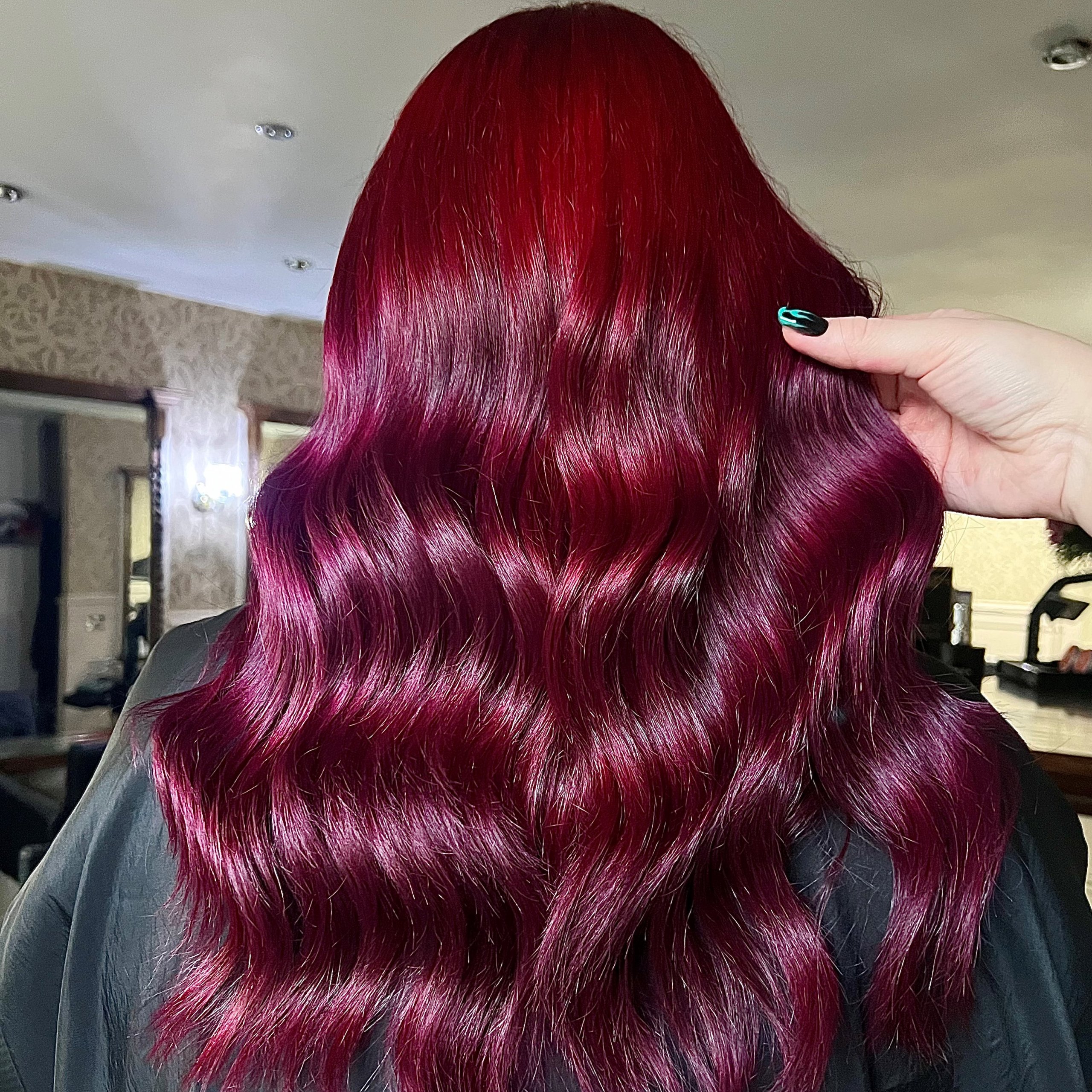 Intense Cherry Cola With Purple Highlights Intense Cherry Cola With Purple Highlights — Cherry Cola Hair Color