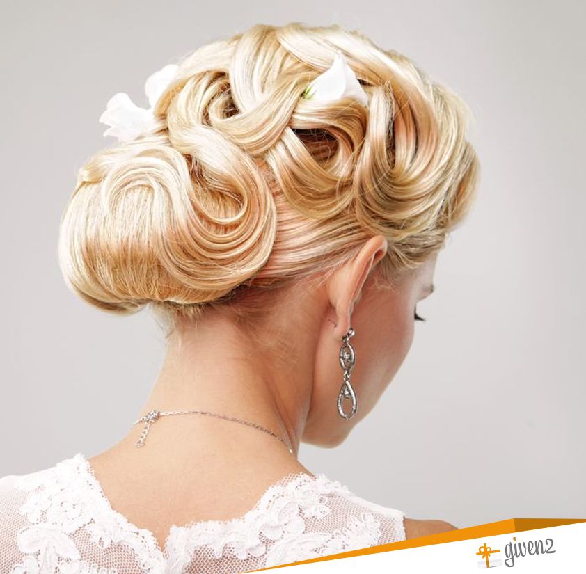 Golden Blonde Curled Updo With Flowers Golden Blonde Curled Updo With Flowers — Winter Formal Hairstyles