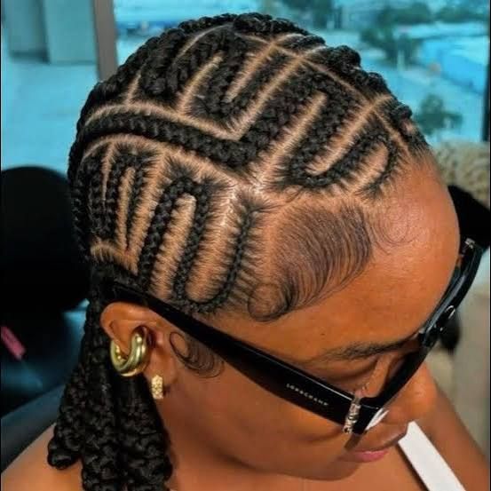 Cornrows With Geometric Pattern Cornrows With Geometric Pattern — Winter Braids for Black Women