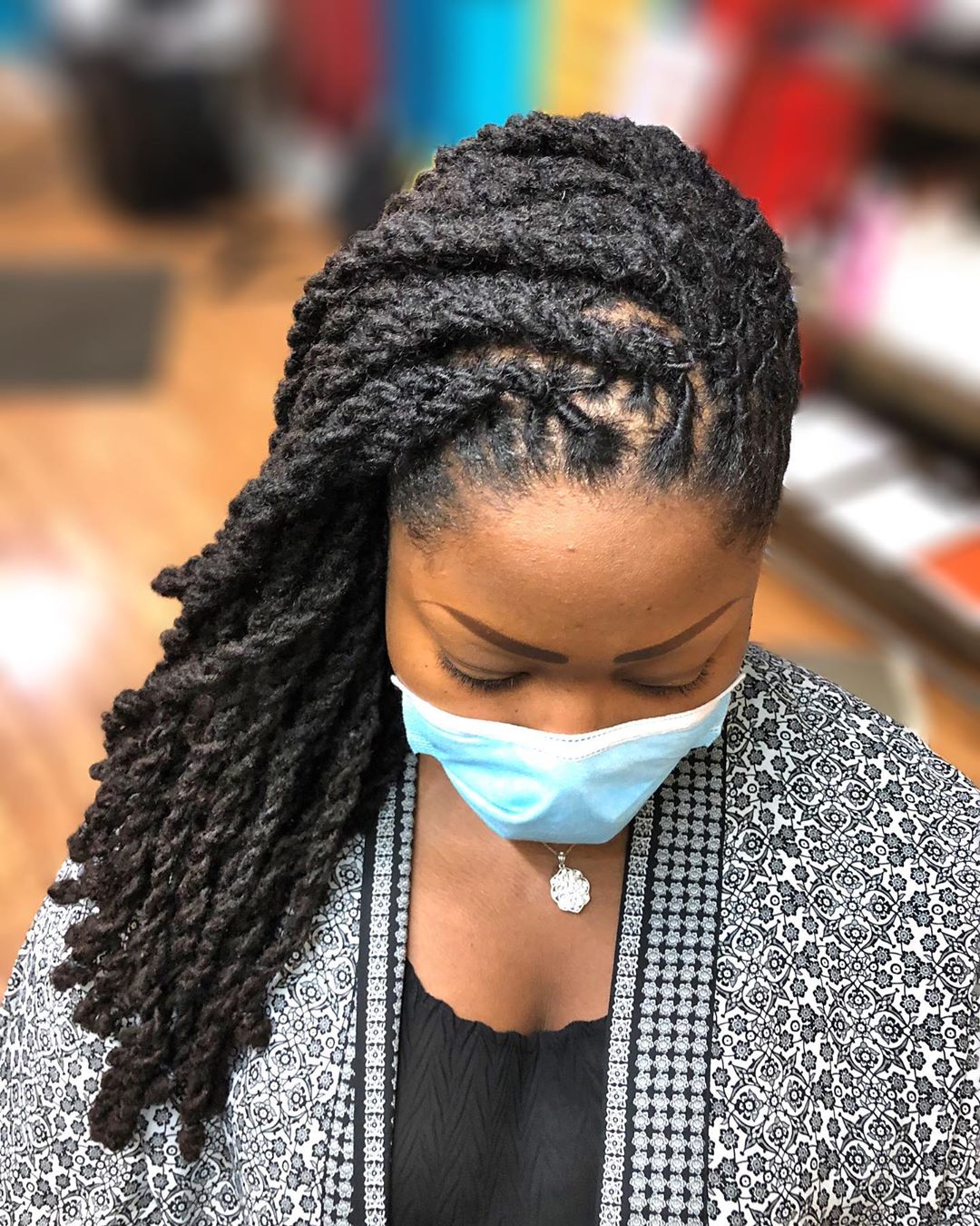 Locs in Side Ponytail with Crown Braids — Winter Hairstyles for Black Women