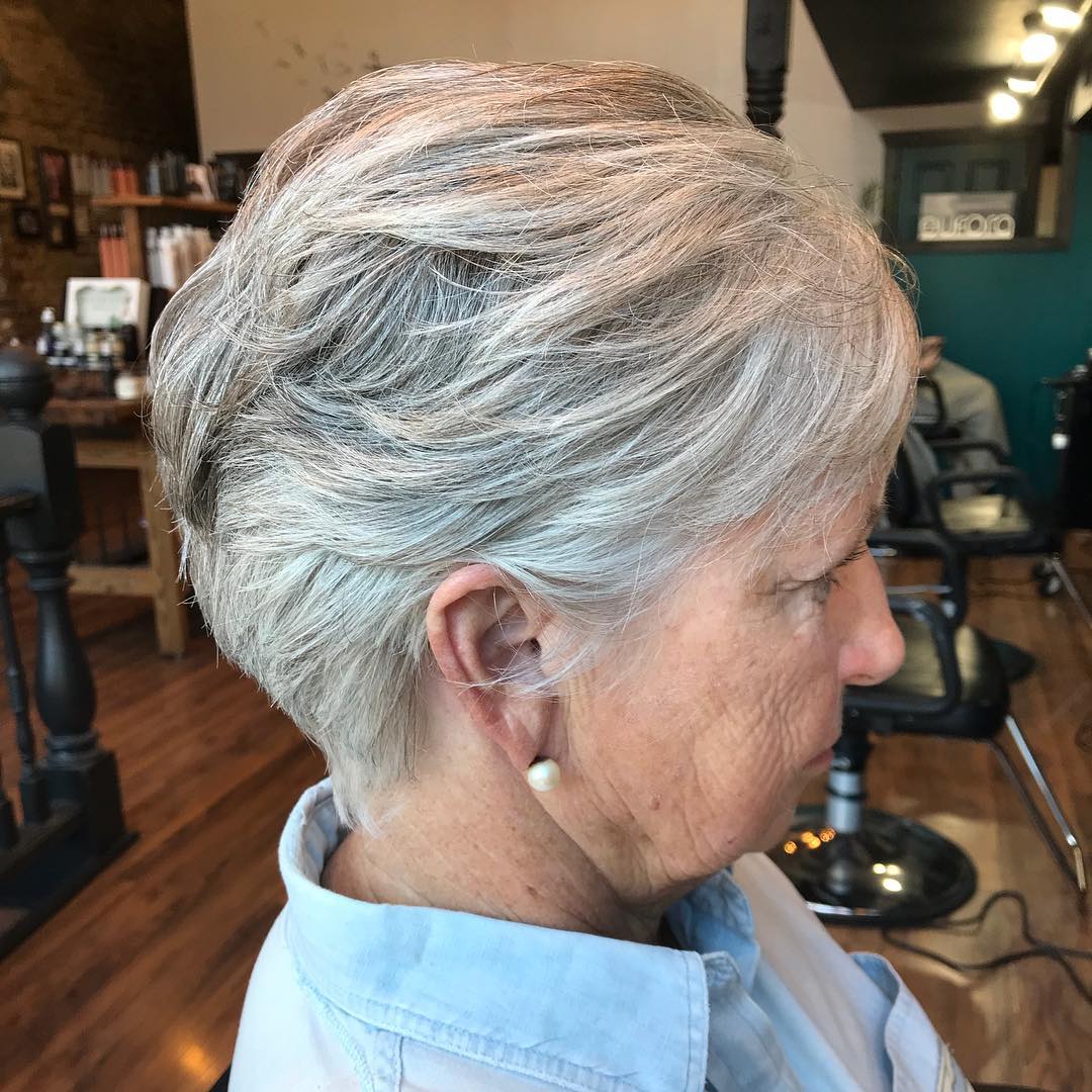 Textured Cut Grey Blonde Textured Cut Grey Blonde — Winter Hairstyles for Women Over 70