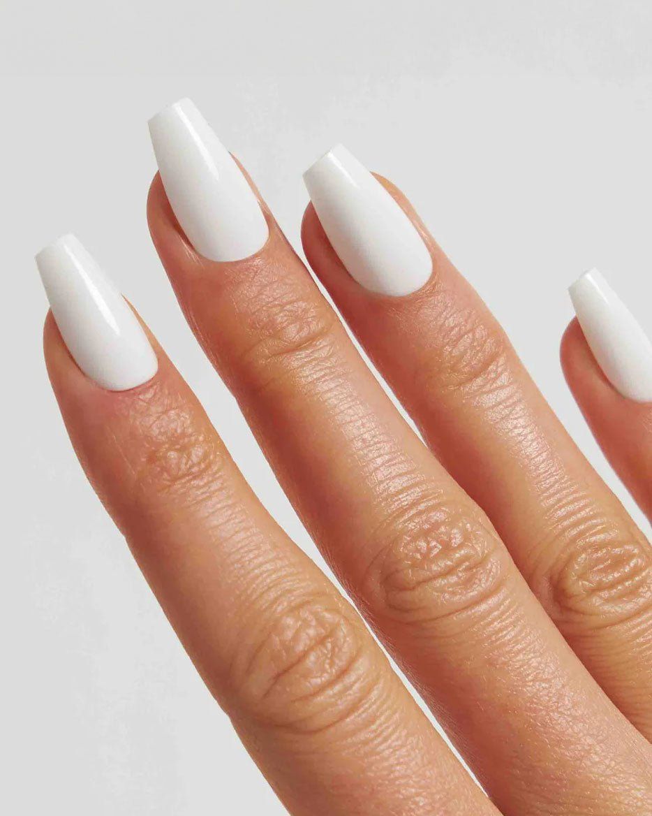 Solid Opaque White Short Coffin Nails Solid Opaque White Short Coffin Nails — Short Winter Coffin Nails