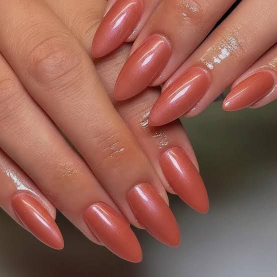 Warm Rosy Copper Shimmer Nails — Holiday Nail Colors 2026