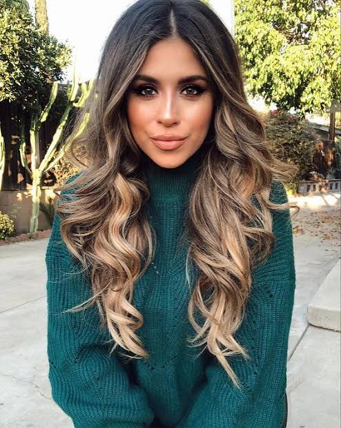 No Bangs Natural Dark Brown to Blonde Ombre No Bangs Natural Dark Brown to Blonde Ombre — Winter Ombre Hair