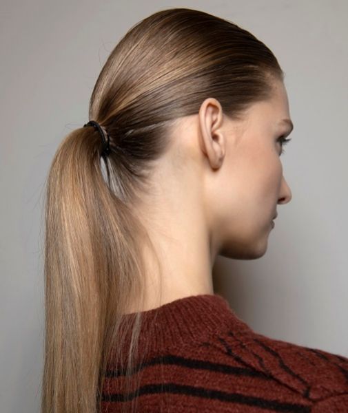 Sleek Brown Ponytail With Blonde Highlights Sleek Brown Ponytail With Blonde Highlights — Winter Ponytail Hairstyles