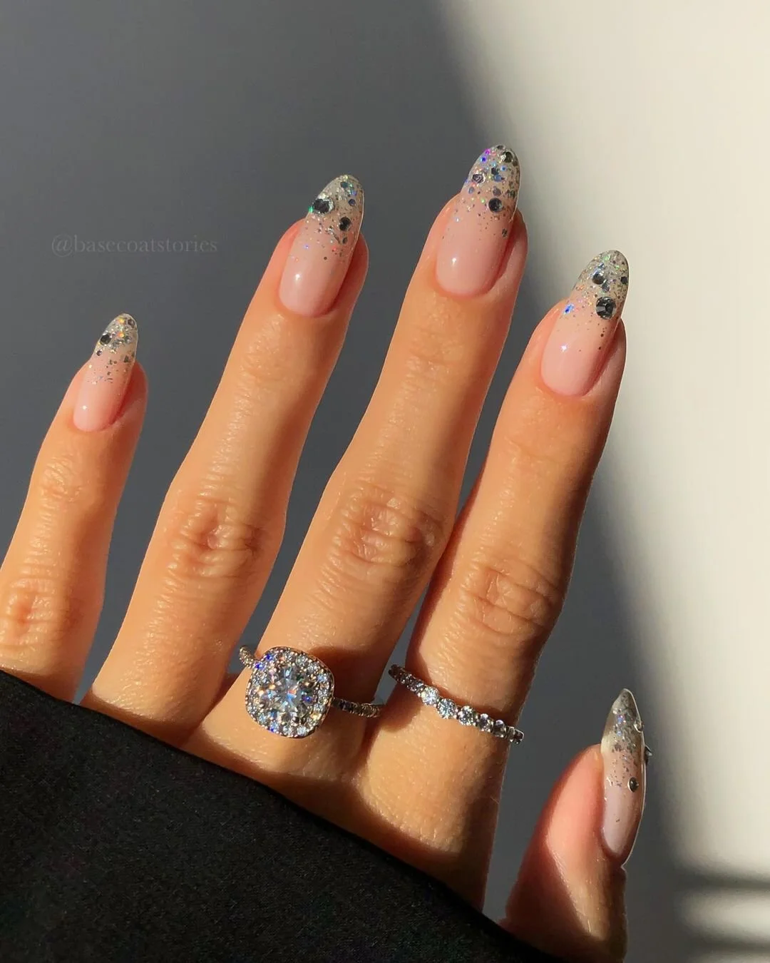 Silver and Black Glitter Ombre Silver and Black Glitter Ombre — New Years Nail Designs 2027