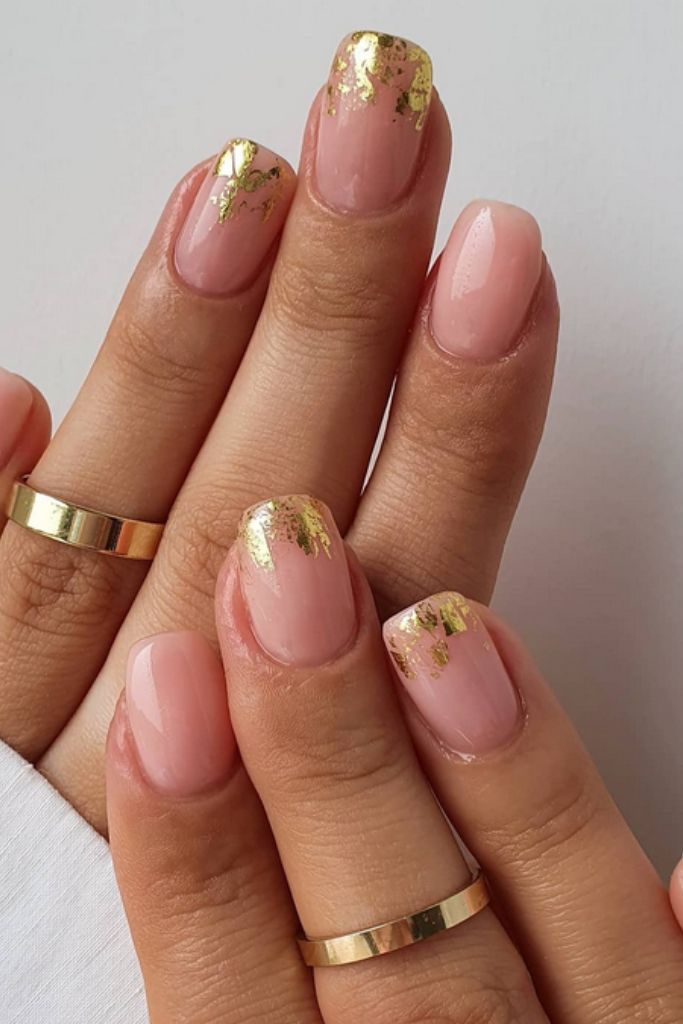 Gold Foil Accents Visual Idea — New Years Almond Nails 2027