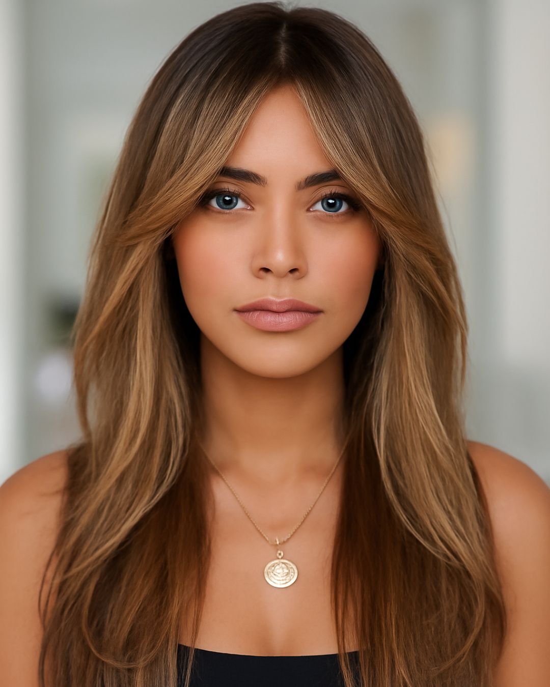 Layered Collarbone with Blonde Highlights — Winter Haircuts for Straight Hair