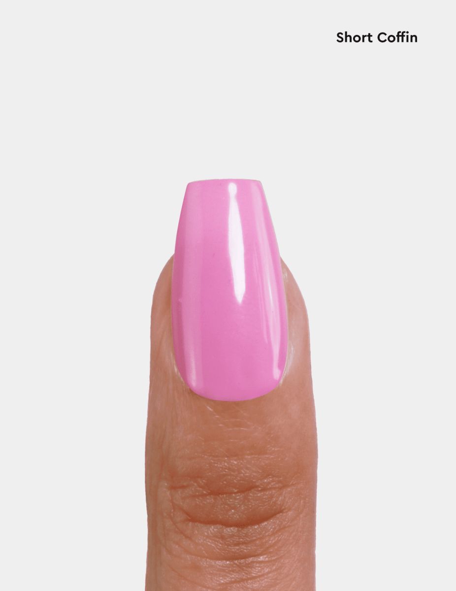 Bright Pink Glossy Short Coffin Bright Pink Glossy Short Coffin — Short Winter Coffin Nails