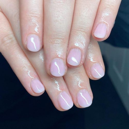 Soft Pale Pink with White Tips Soft Pale Pink with White Tips — Short Winter Round Nails