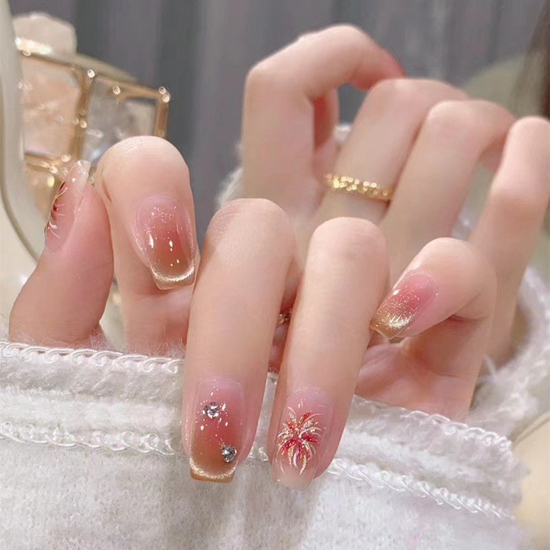 Sheer Pink Gold Glitter Gradient Nails Sheer Pink Gold Glitter Gradient Nails — New Years Press On Nails 2027