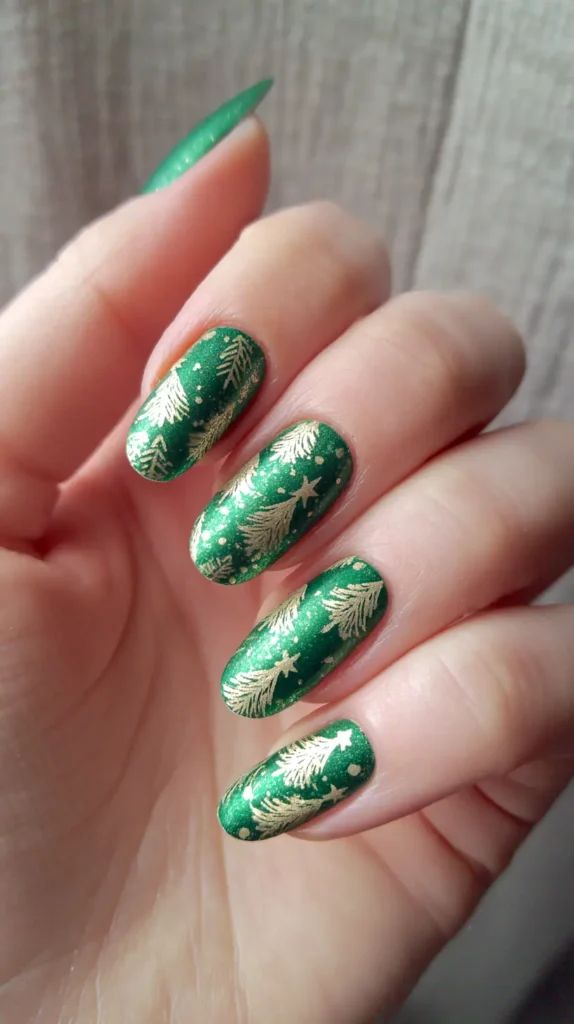 Shimmering Metallic Visual Idea Shimmering Metallic Visual Idea — Christmas Gel Nails 2026