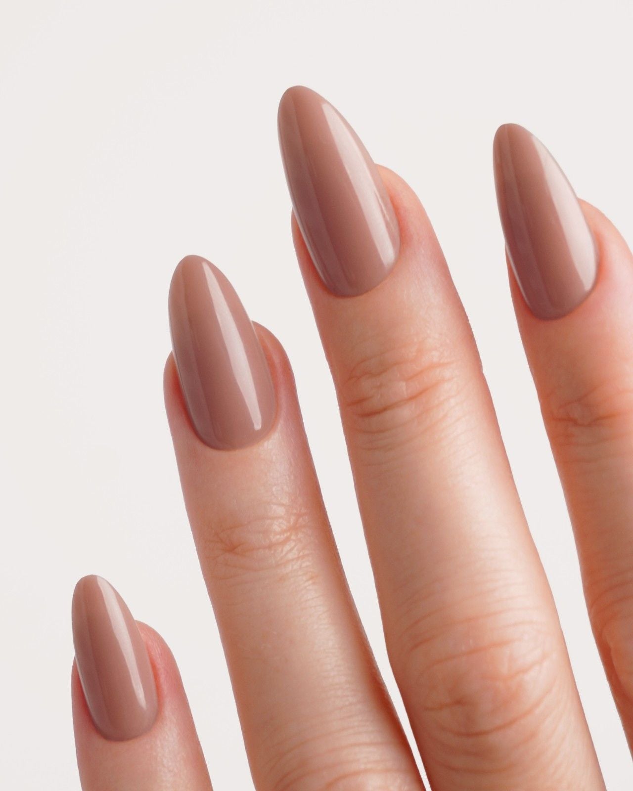 Opaque Taupe Glossy Almond Nails Opaque Taupe Glossy Almond Nails — Long Winter Almond Nails