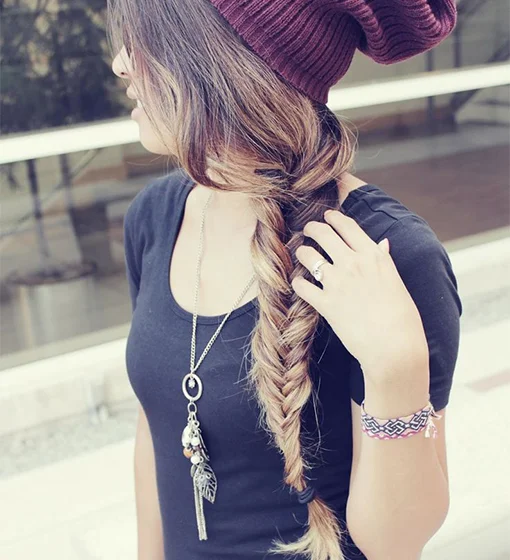 Fishtail Braid With Beanie — Winter Hairstyles for Work