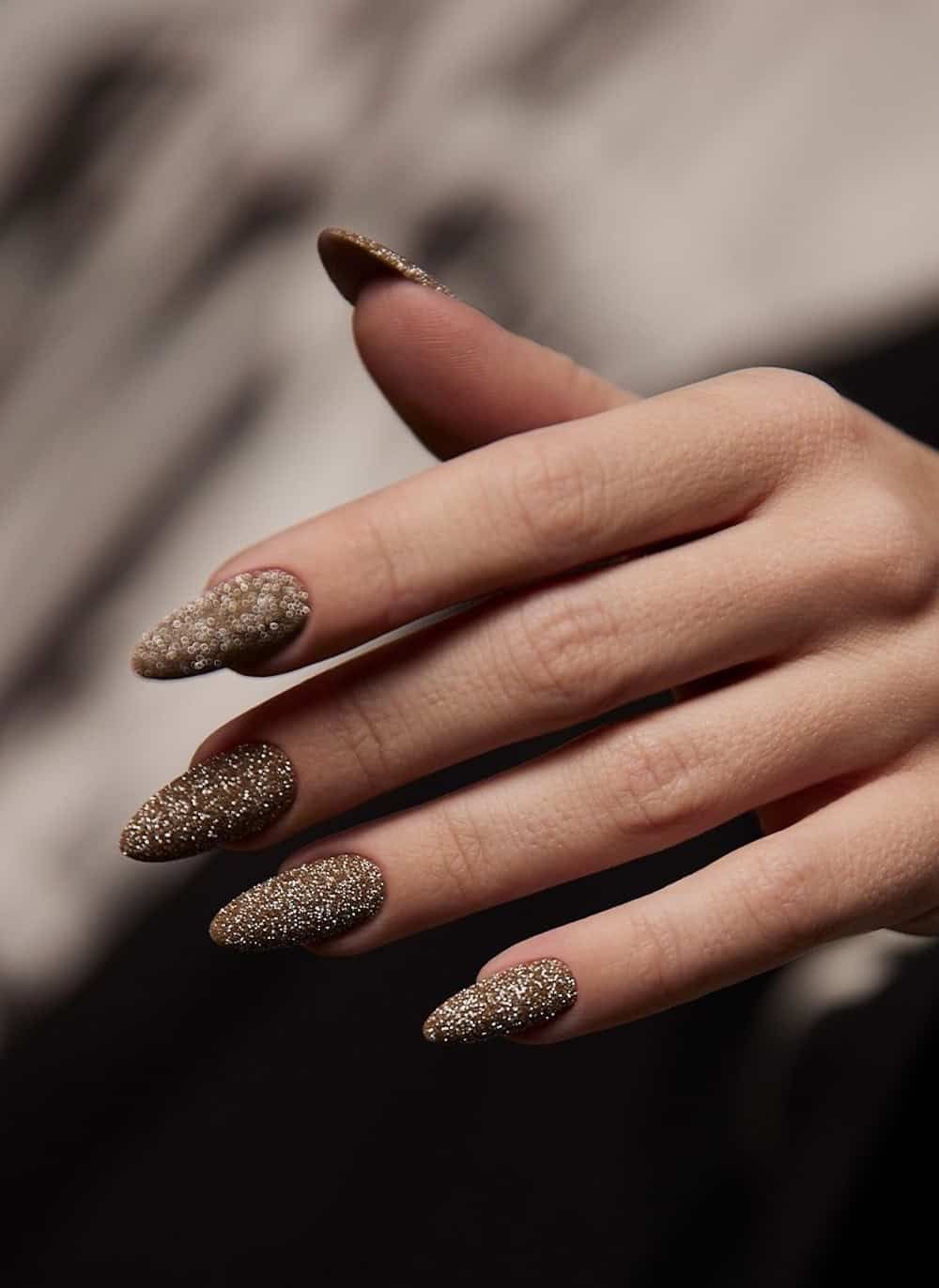 Glossy Glitter Visual Idea — New Years Almond Nails 2027