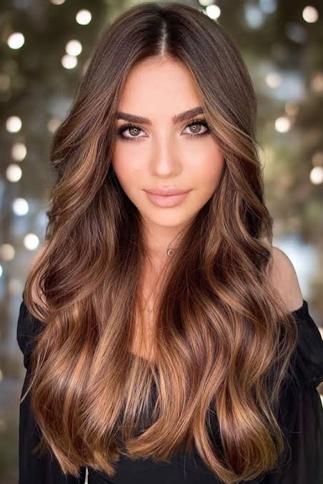 Warm Brown With Caramel Highlights Warm Brown With Caramel Highlights — Winter Hair Colors